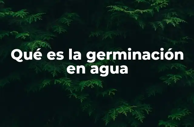 Qué es la Germinación en Agua