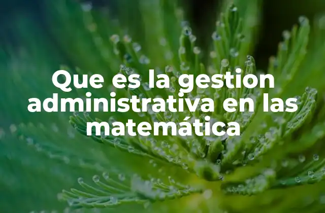 Que es la Gestion Administrativa en las Matemática