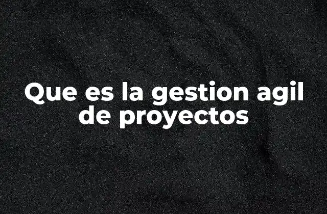 Que es la Gestion Agil de Proyectos
