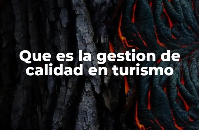 Que es la Gestion de Calidad en Turismo