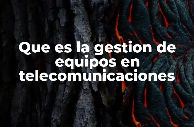 Que es la Gestion de Equipos en Telecomunicaciones