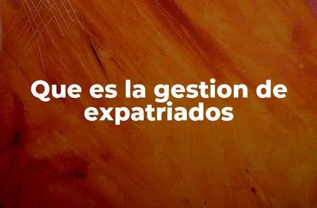 Que es la Gestion de Expatriados