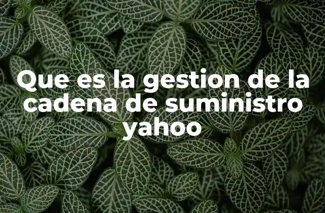Que es la Gestion de la Cadena de Suministro Yahoo