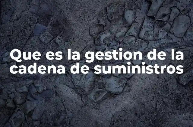 Que es la Gestion de la Cadena de Suministros