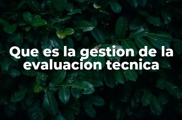 Que es la Gestion de la Evaluacion Tecnica