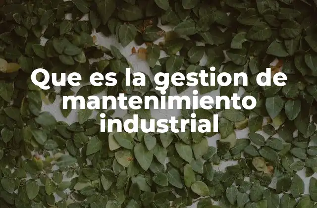 Que es la Gestion de Mantenimiento Industrial