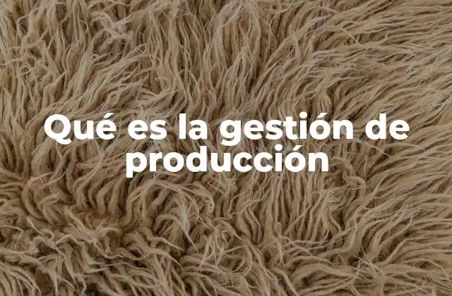 Qué es la Gestión de Producción