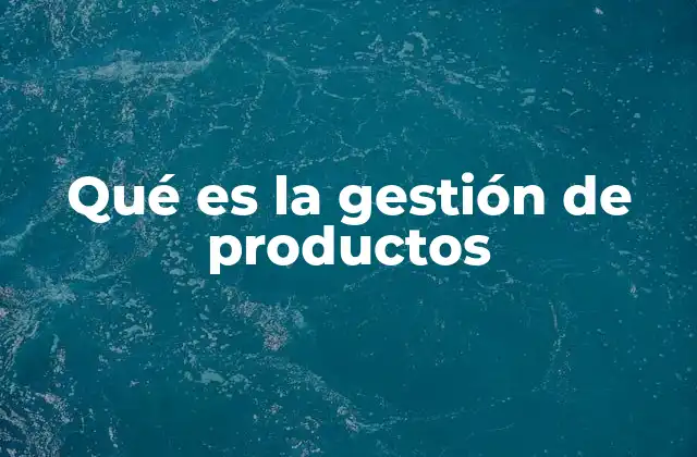 Qué es la Gestión de Productos