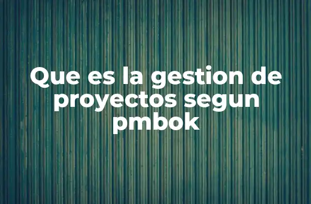Que es la Gestion de Proyectos Segun Pmbok