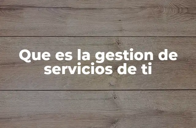 Que es la Gestion de Servicios de Ti