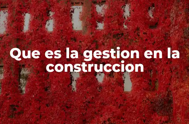 Que es la Gestion en la Construccion