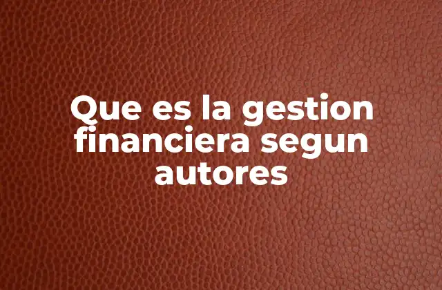 Que es la Gestion Financiera Segun Autores