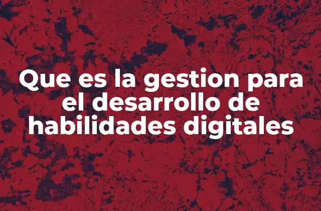 Que es la Gestion para el Desarrollo de Habilidades Digitales