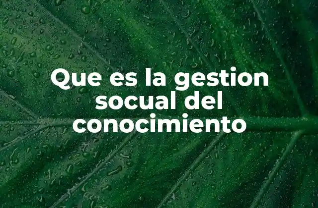 Que es la Gestion Socual Del Conocimiento