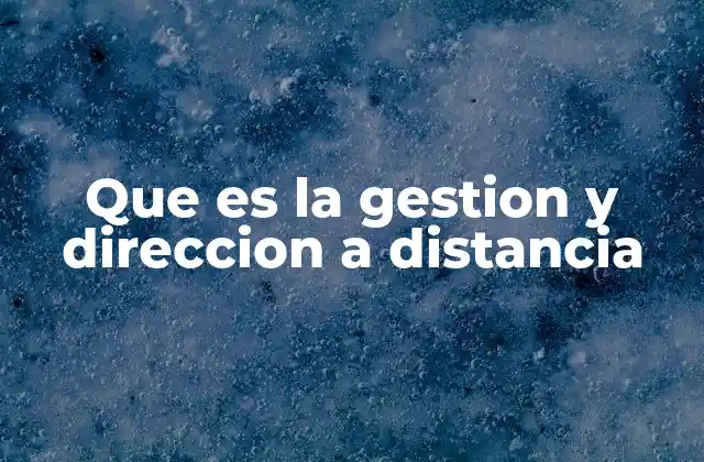 Que es la Gestion y Direccion a Distancia