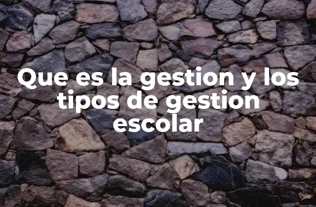 Que es la Gestion y los Tipos de Gestion Escolar