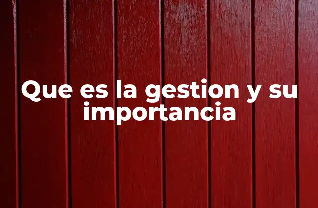 Que es la Gestion y Su Importancia
