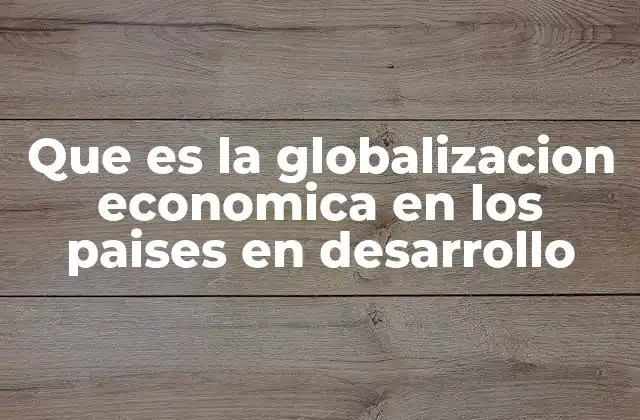 Que es la Globalizacion Economica en los Paises en Desarrollo