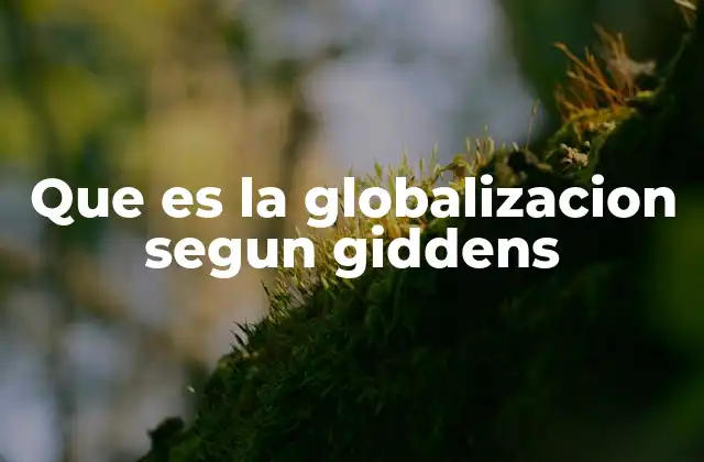 Que es la Globalizacion Segun Giddens