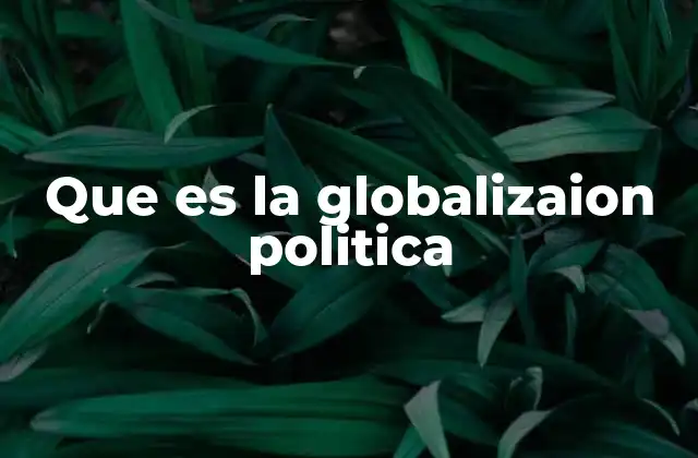 Que es la Globalizaion Politica