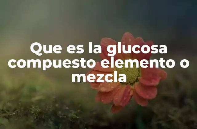 Que es la Glucosa Compuesto Elemento o Mezcla