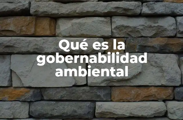 Qué es la Gobernabilidad Ambiental