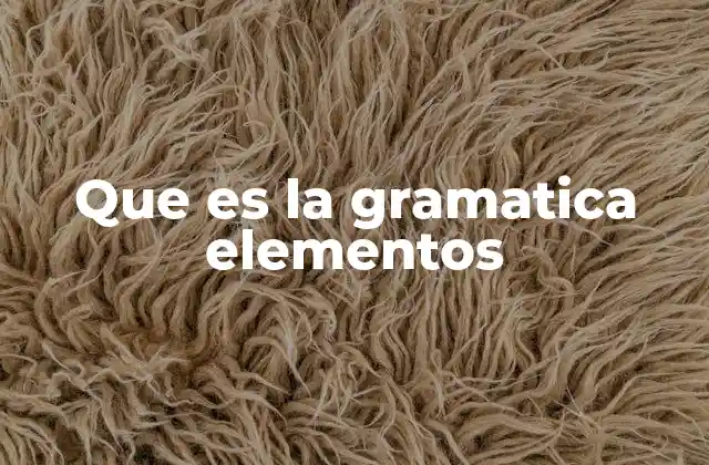 Que es la Gramatica Elementos