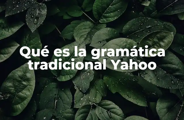 Qué es la Gramática Tradicional Yahoo