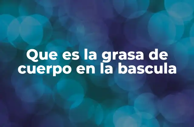Que es la Grasa de Cuerpo en la Bascula