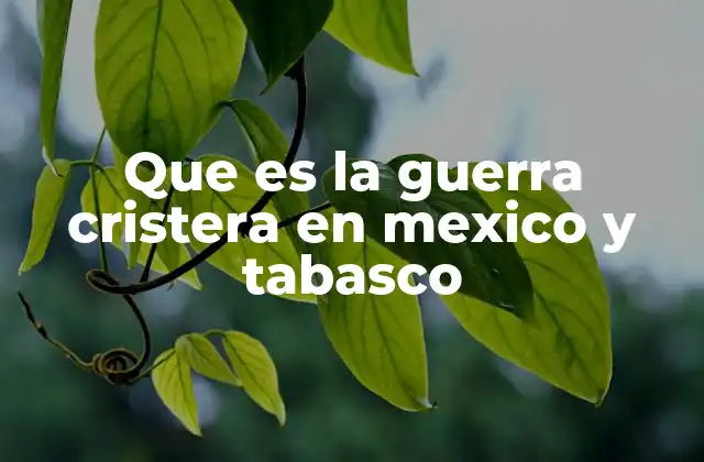 Que es la Guerra Cristera en Mexico y Tabasco