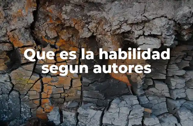 Que es la Habilidad Segun Autores