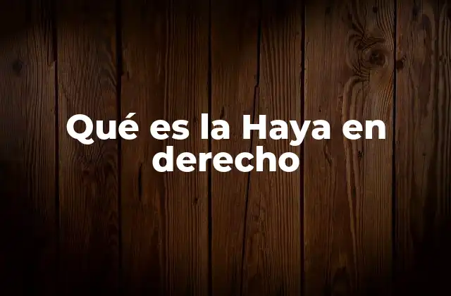 Qué es la Haya en Derecho