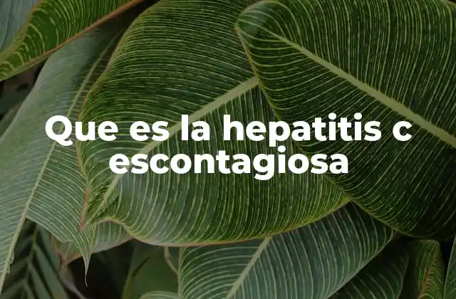 Que es la Hepatitis C Escontagiosa