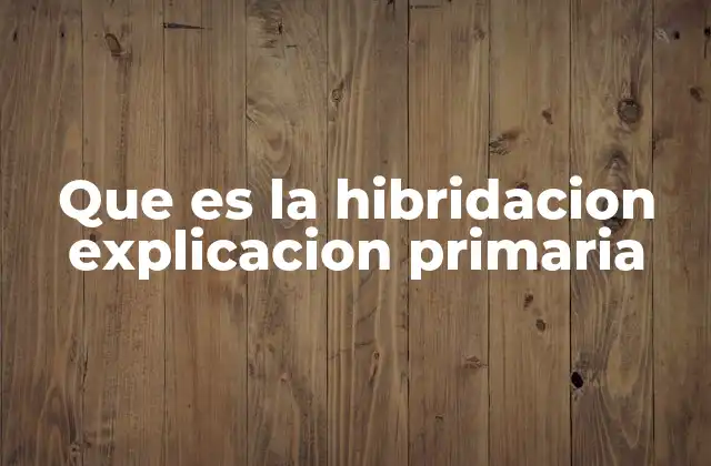 Que es la Hibridacion Explicacion Primaria
