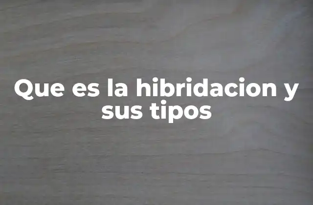 Que es la Hibridacion y Sus Tipos