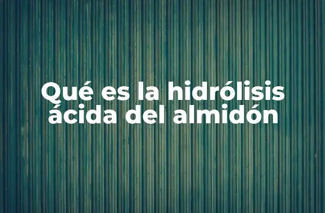Qué es la Hidrólisis Ácida Del Almidón