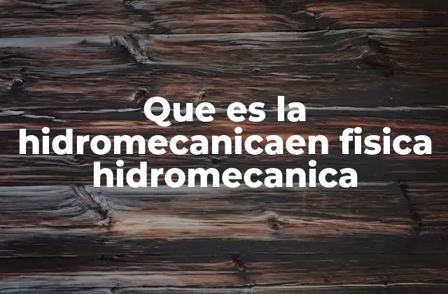 Que es la Hidromecanicaen Fisica Hidromecanica