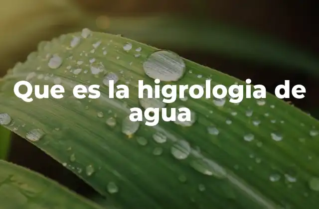 Que es la Higrologia de Agua