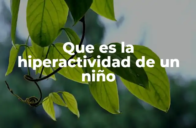 Que es la Hiperactividad de un Niño