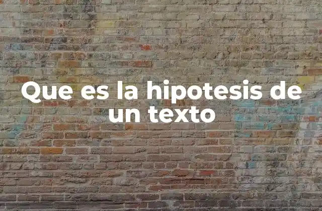 Que es la Hipotesis de un Texto
