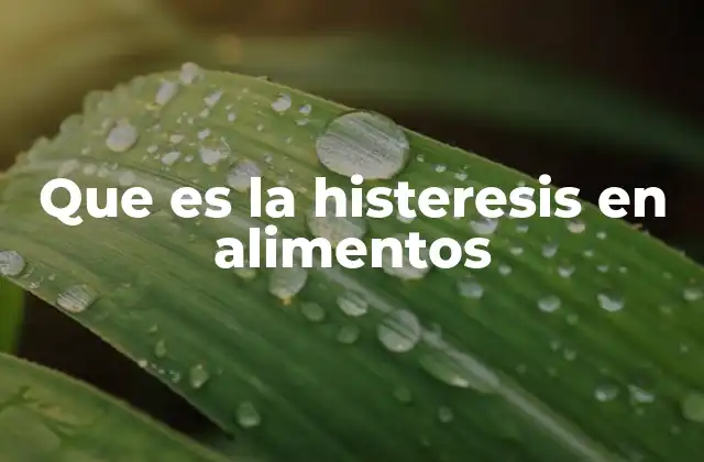 Que es la Histeresis en Alimentos