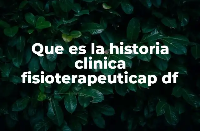 Que es la Historia Clinica Fisioterapeuticap Df
