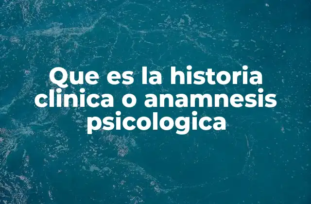 Que es la Historia Clinica o Anamnesis Psicologica