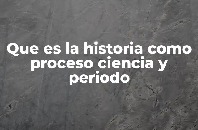 Que es la Historia como Proceso Ciencia y Periodo