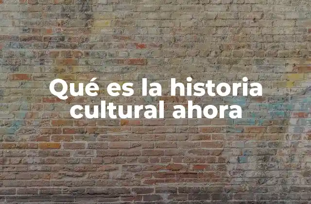 Qué es la Historia Cultural Ahora