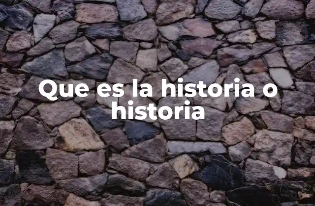 Que es la Historia o Historia
