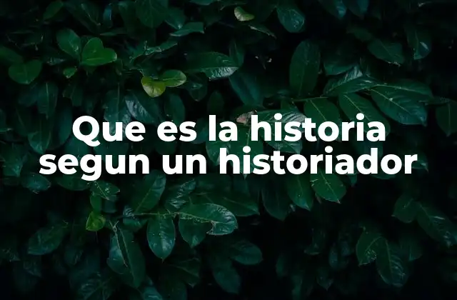 Que es la Historia Segun un Historiador