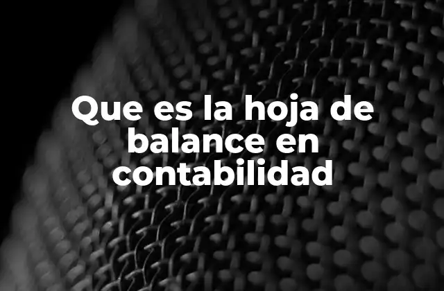 Que es la Hoja de Balance en Contabilidad