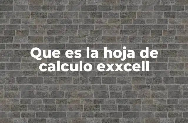 Que es la Hoja de Calculo Exxcell