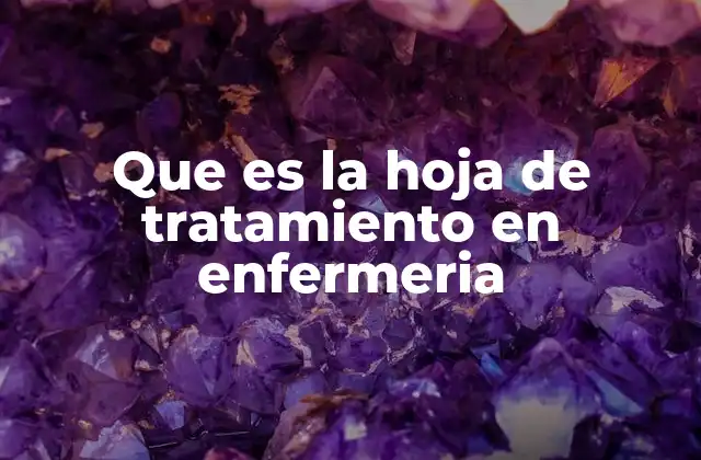 Que es la Hoja de Tratamiento en Enfermeria